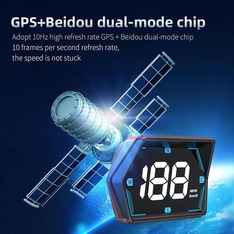 Docbraces Universal Car HUD GPS Speedometer G20 Car Heads-up Display Plug and Play with USB Connection,Displays MPH, Comes with Compass Over Speed Alert HD Display Speedometer for All Vehicles - Image 3